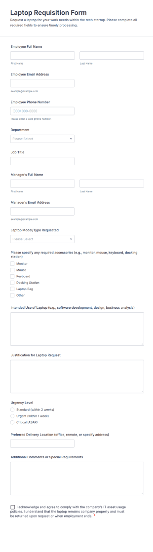Laptop Requisition Form Template