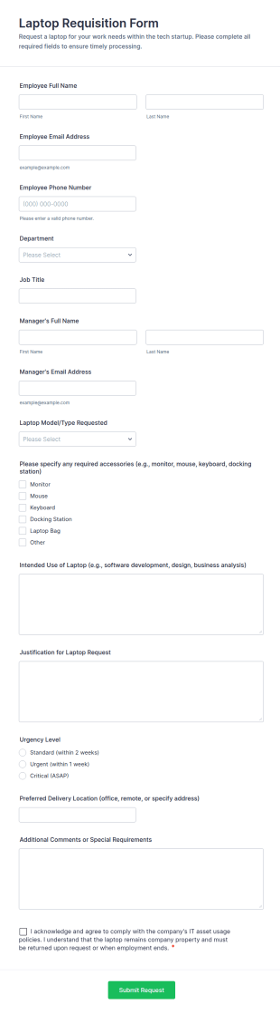 Laptop Requisition Form Template