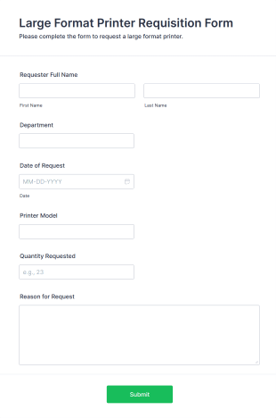 Large Format Printer Requisition Form Template