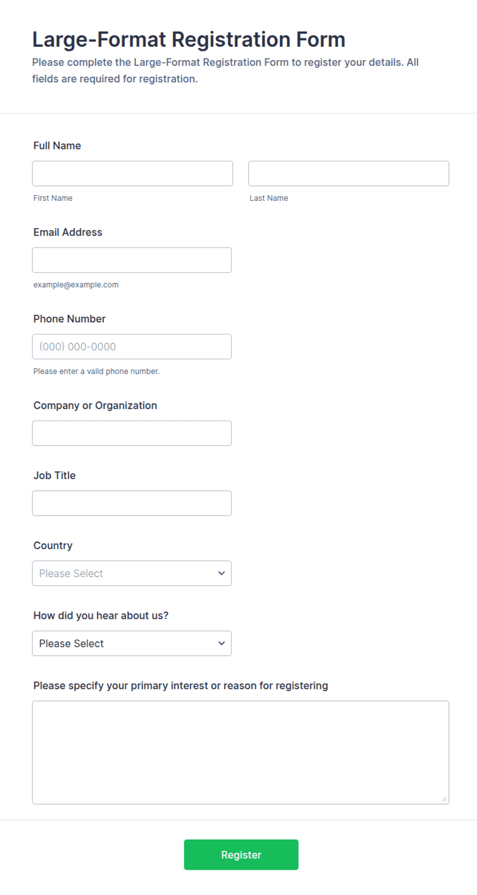 Large-Format Registration Form Template | Jotform