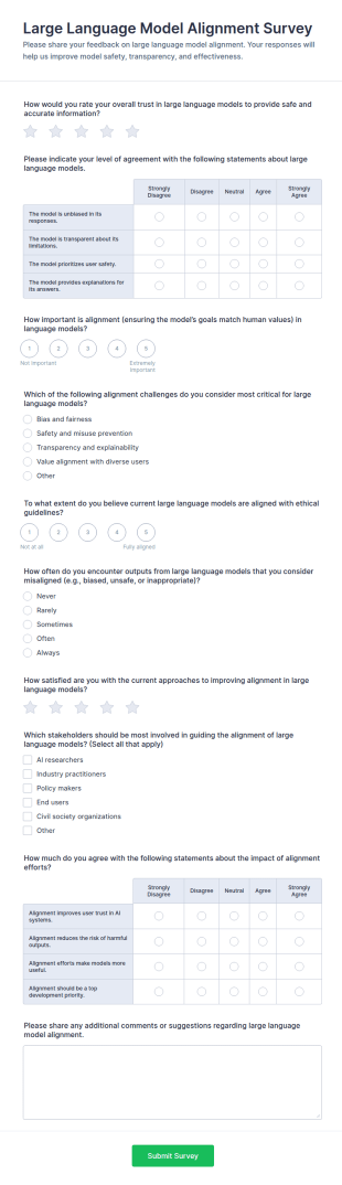 Large Language Model Alignment Survey Form Template