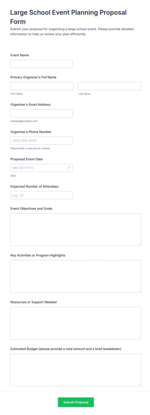 Large School Event Planning Proposal Form Template