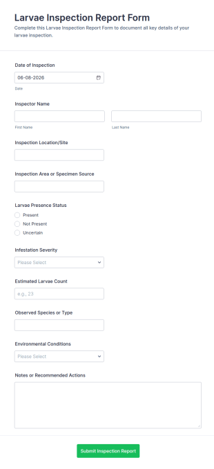 Larvae Inspection Report Form Template