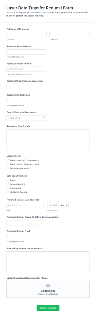 Laser Data Transfer Request Form Template