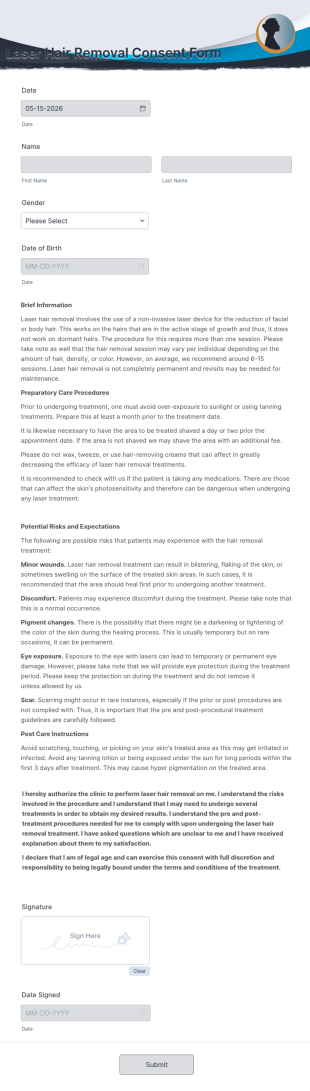 Laser Hair Removal Consent Form Template