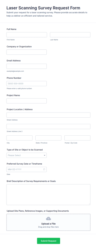 Laser Scanning Survey Request Form Template