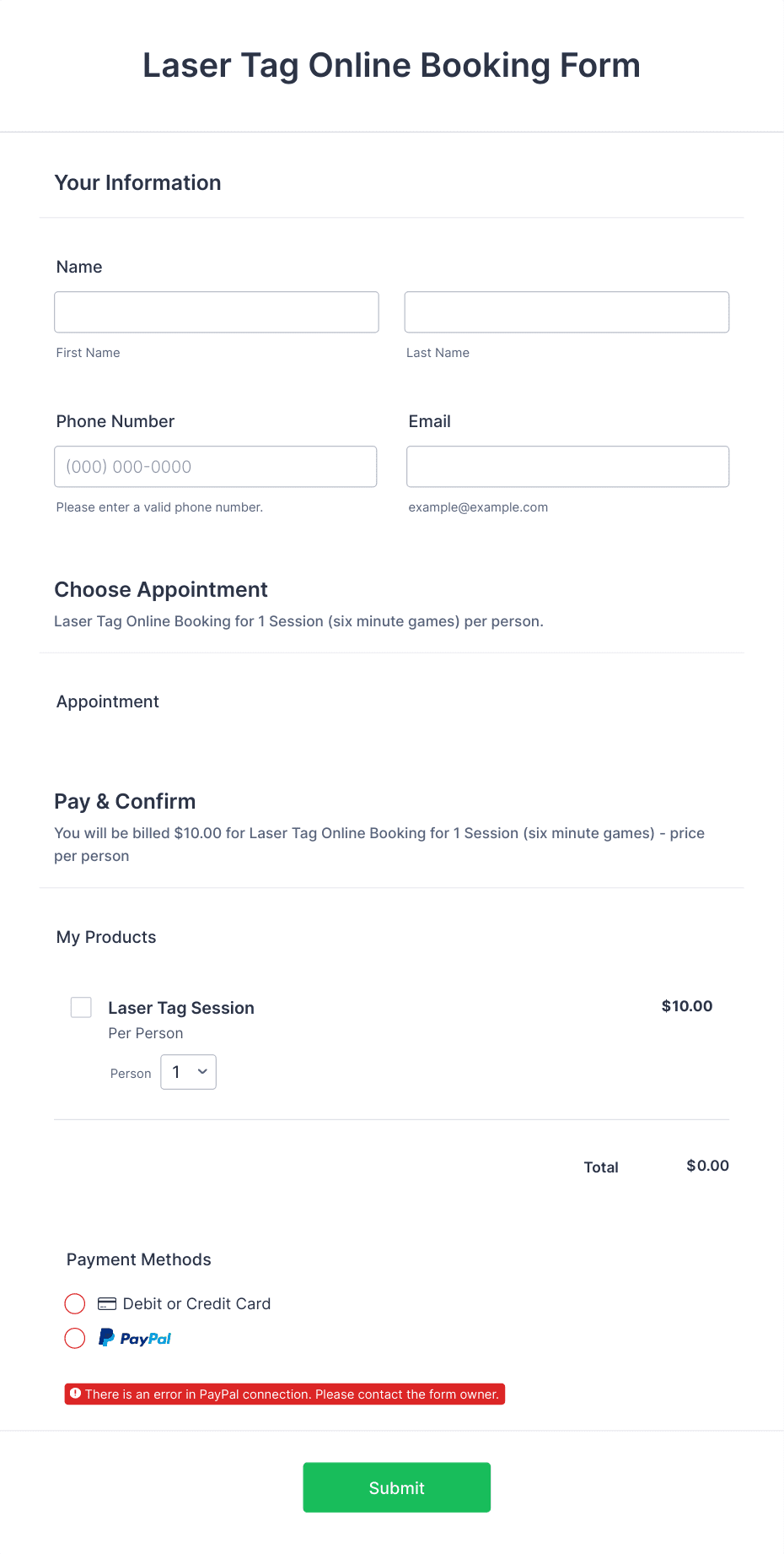 Laser Tag Online Booking Form Template | Jotform