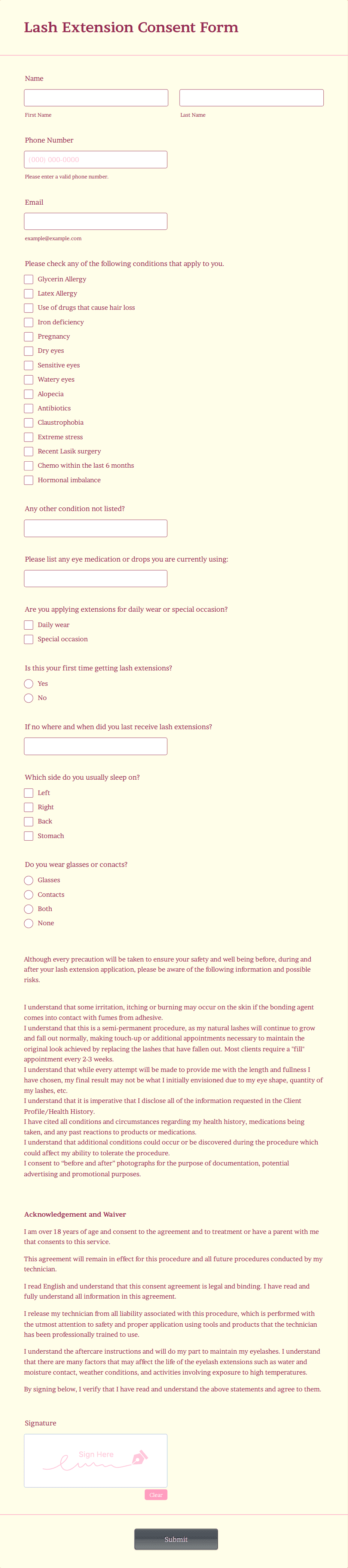 lash-extension-intake-form-template-jotform for Free Printable Eyelash Consultation Form Lash Extension Intake Form Template | Jotform for Free Printable Eyelash Consultation Form