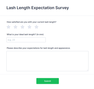 Lash Length Expectation Survey Form Template