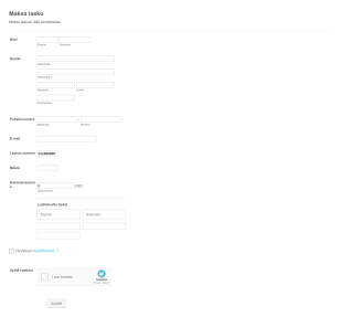 Laskun Maksulomake Form Template