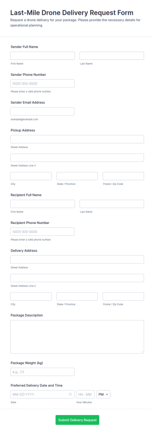 Last Mile Drone Delivery Request Form Template