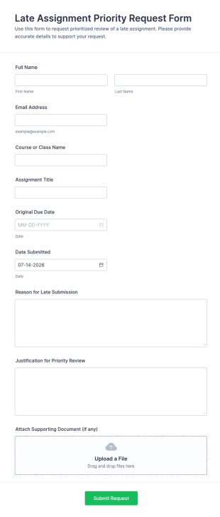 Late Assignment Priority Request Form Template