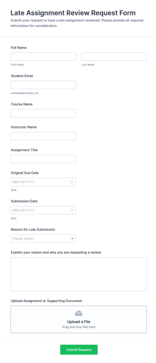 Late Assignment Review Request Form Template