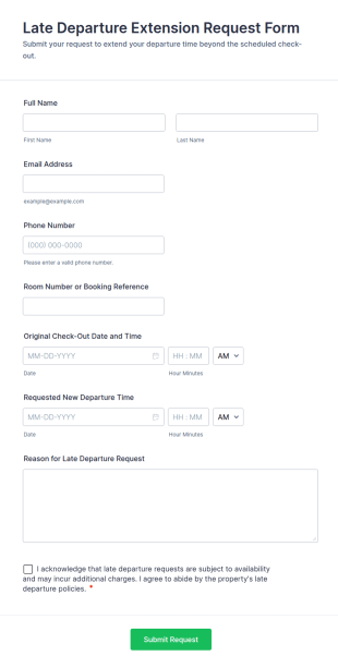 Late Departure Extension Request Form Template