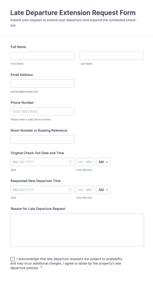 Late Departure Extension Request Form Template