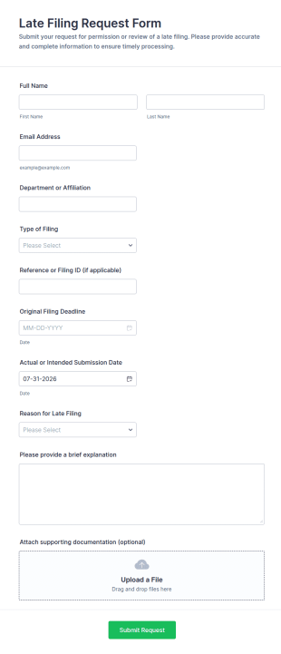 Late Filing Request Form Template