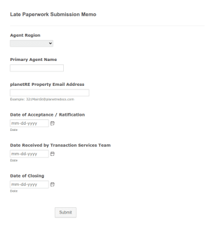 Late Paperwork Submission Form Template