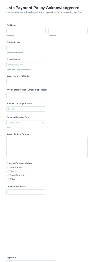 Late Payment Policy Acknowledgment Form Template