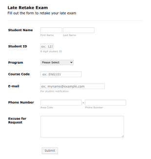 Late Retake Exam Form Template