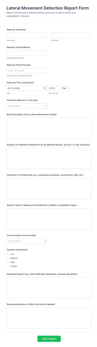 Lateral Movement Detection Report Form Template