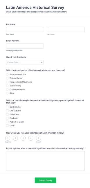 Latin America Historical Survey Form Template