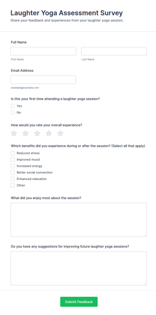 Laughter Yoga Assessment Survey Form Template
