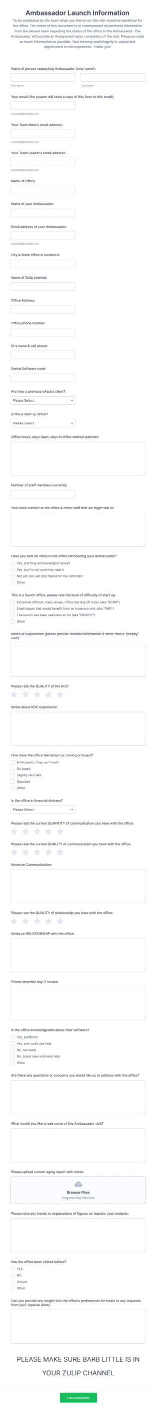 Launch Ambassador Request Form Template