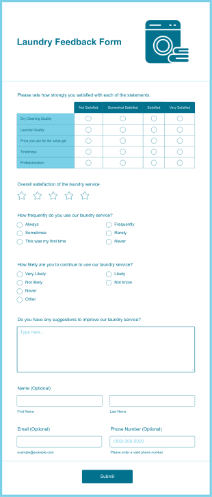 Laundry Feedback Form Template