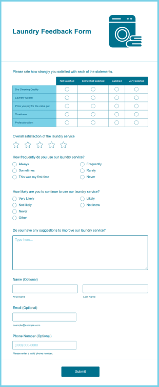 Laundry Feedback Form Template