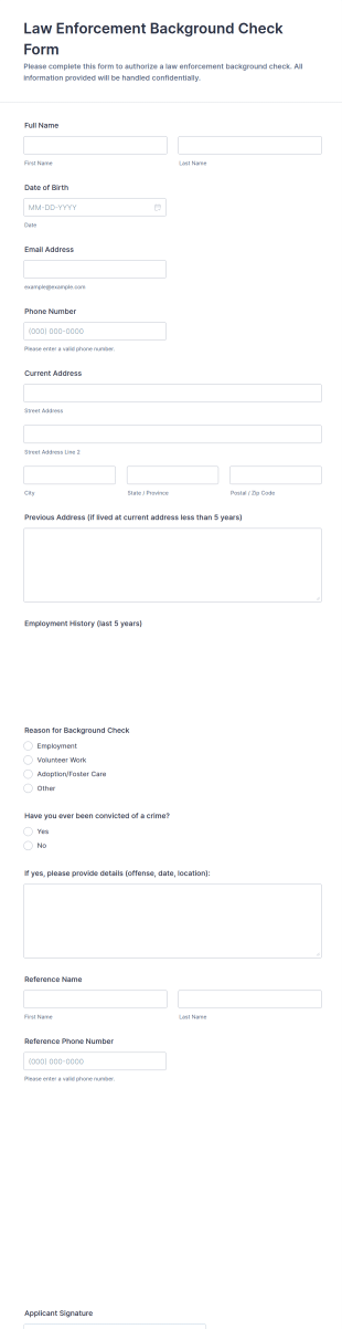 Law Enforcement Background Check Form Template