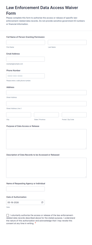 Law Enforcement Data Access Waiver Form Template