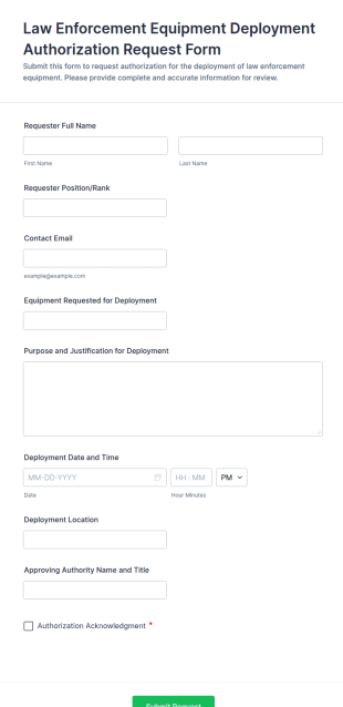 Law Enforcement Equipment Deployment Authorization Form Template