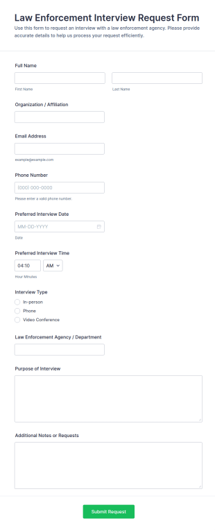 Law Enforcement Interview Request Form Template