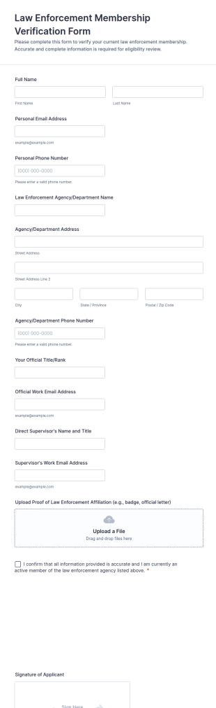 Law Enforcement Membership Verification Form Template