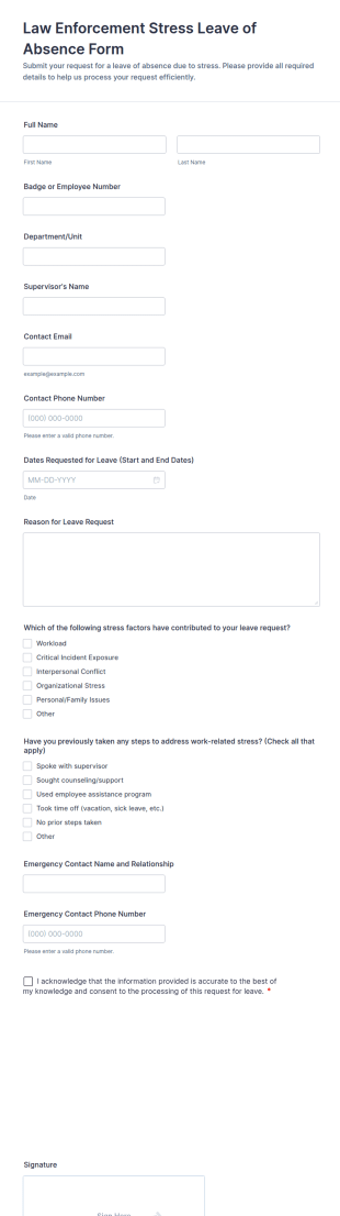 Law Enforcement Stress Leave Of Absence Form Template