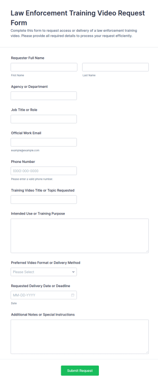 Law Enforcement Training Video Request Form Template
