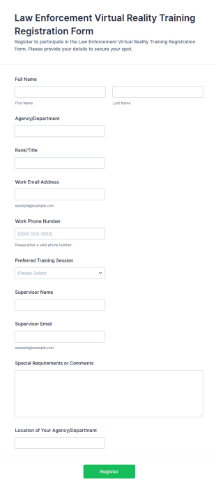 Law Enforcement Virtual Reality Training Registration Form Template