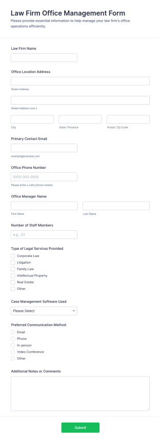Law Firm Office Management Form Template