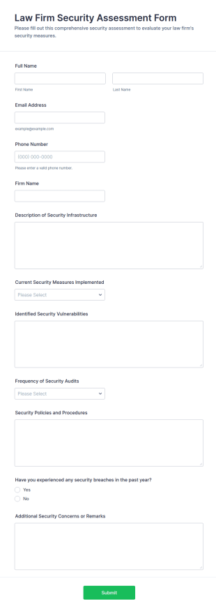 Law Firm Security Assessment Form Template