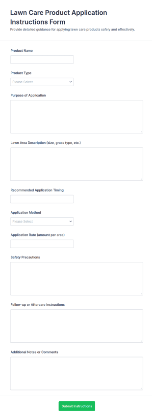 Lawn Care Product Application Instructions Form Template