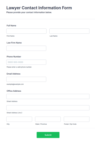 Lawyer Contact Information Form Template
