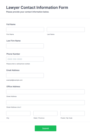 Lawyer Contact Information Form Template