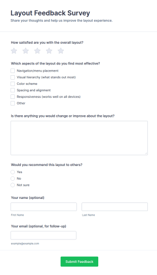 Layout Feedback Survey Form Template