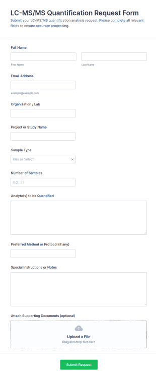 LC MS/MS Quantification Request Form Template