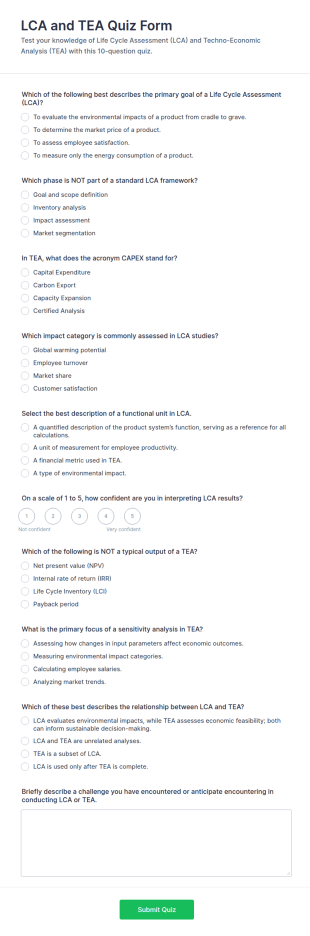 LCA And TEA Quiz Form Template