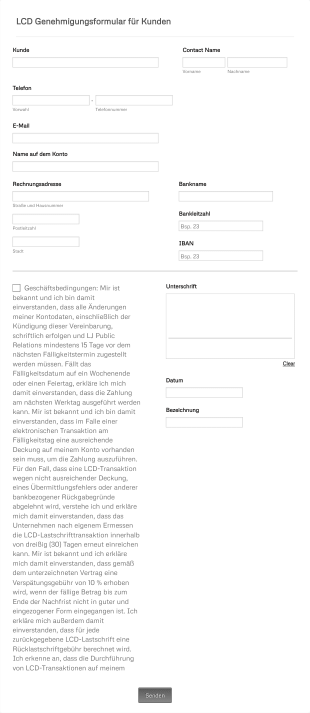 LCD Genehmigungsformular Für Kunden