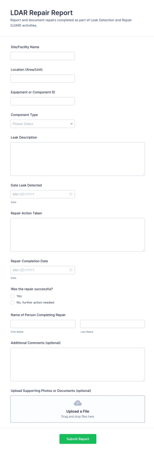 LDAR Repair Report Form Template