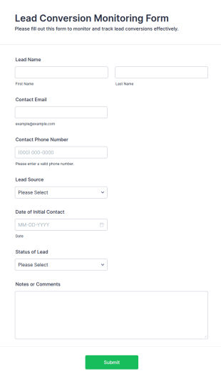 Lead Conversion Monitoring Form Template