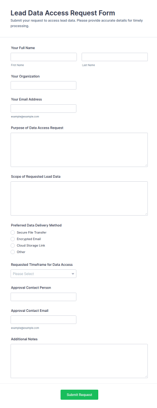 Lead Data Access Request Form Template