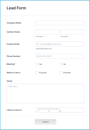 Lead Generating Form Template
